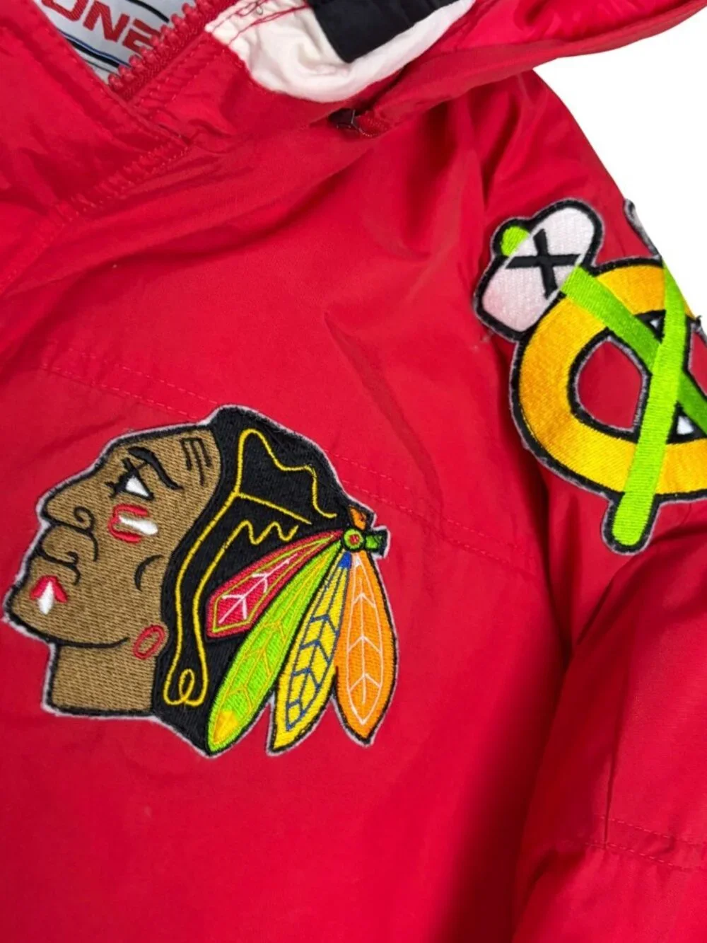 Vintage 90s APEX ONE Chicago Blackhawks Jacket Winter Parka Puffer Coat Mens M